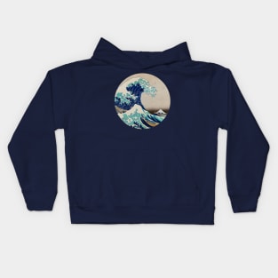 The Great Wave off Kanagawa circle Kids Hoodie